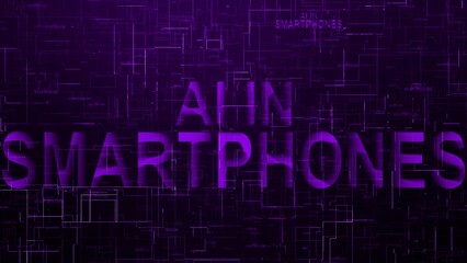 AI in smartphones text technology data line purple