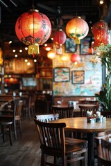 Artistic Chinese restaurant in a lively and inviting atmosphere.