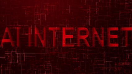 AI internet text technology data line animation red