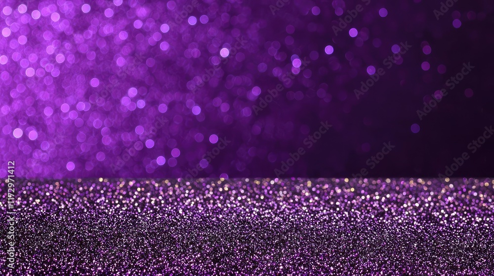Poster glitter abstract background concept. shimmering purple glitter background with soft bokeh effect for