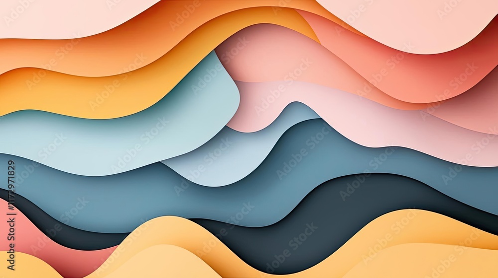 Poster pastel abstract background concept. colorful abstract waves layered together, creating a soothing an