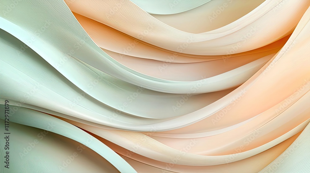Poster pastel abstract background concept. abstract waves in soft shades of peach and mint create a soothin