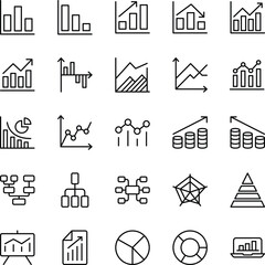 Charts and Diagrams outline vector icons packv