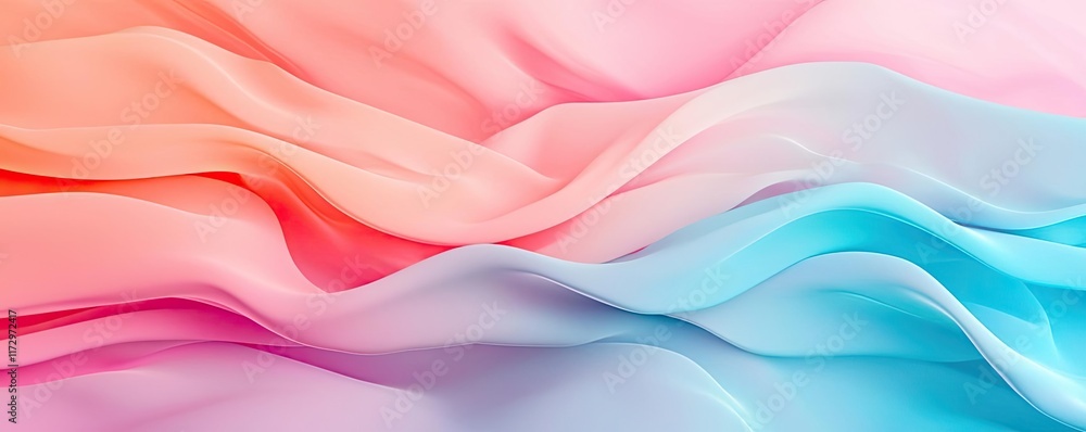 Poster pastel abstract background concept. soft gradient fabric with flowing waves in pastel colors creatin
