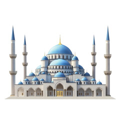 Fototapeta premium Elegant Mosque: A stunning architectural display of an elegant mosque showcasing detailed design elements, including minarets, domes, and ornate features.