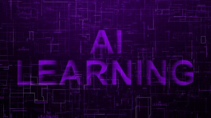 AI learning text data line technology purple color