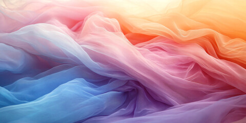 Ethereal Pastel Gradient Sheer Fabric Texture with Natural Draping
