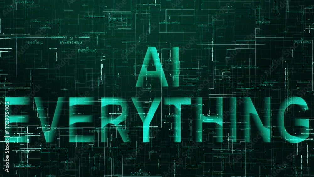 Poster ai everything text technology data line cyan color