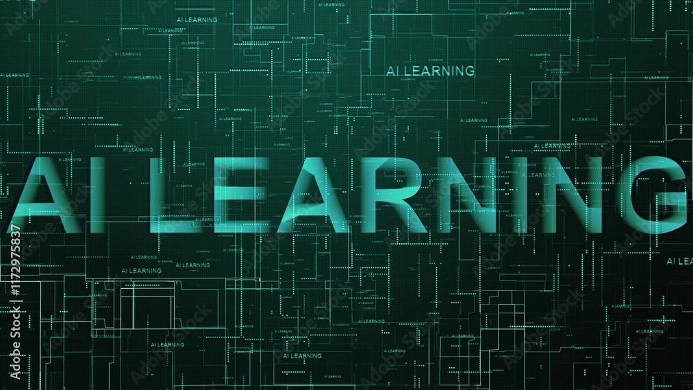 Poster ai learning text technology data line cyan color