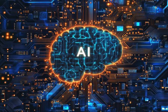 Circuit Board CPU Processor starting ai brain visualization of neural networking. Digital connection