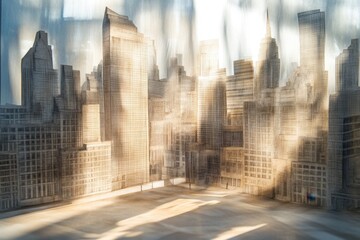 Cityscape Drawing Illuminated By Soft Light