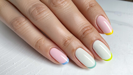Pastel gradient manicure on natural nails