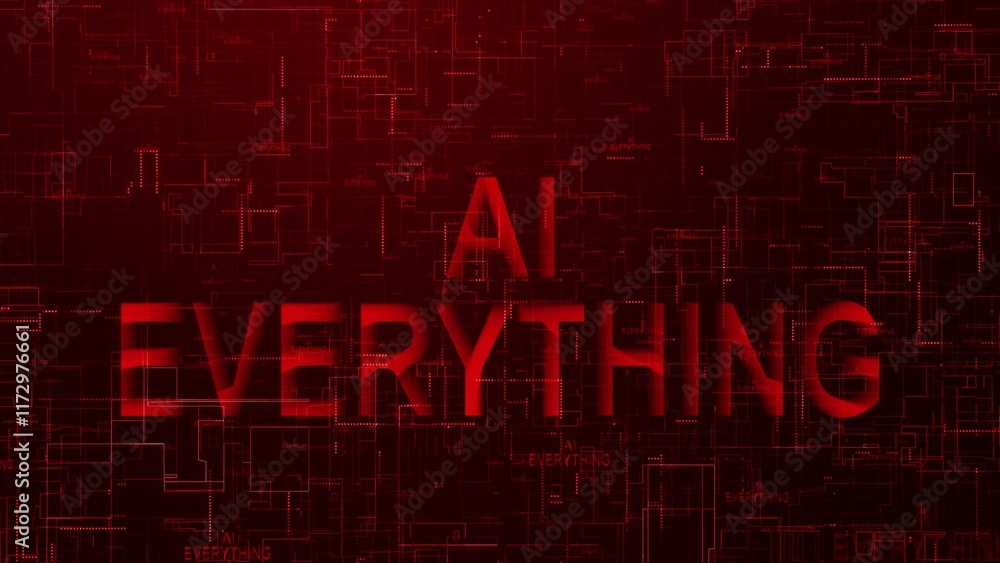 Poster ai everything text technology data line red