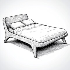Fototapeta premium A minimalist bed design featuring a sleek frame and two pillows.