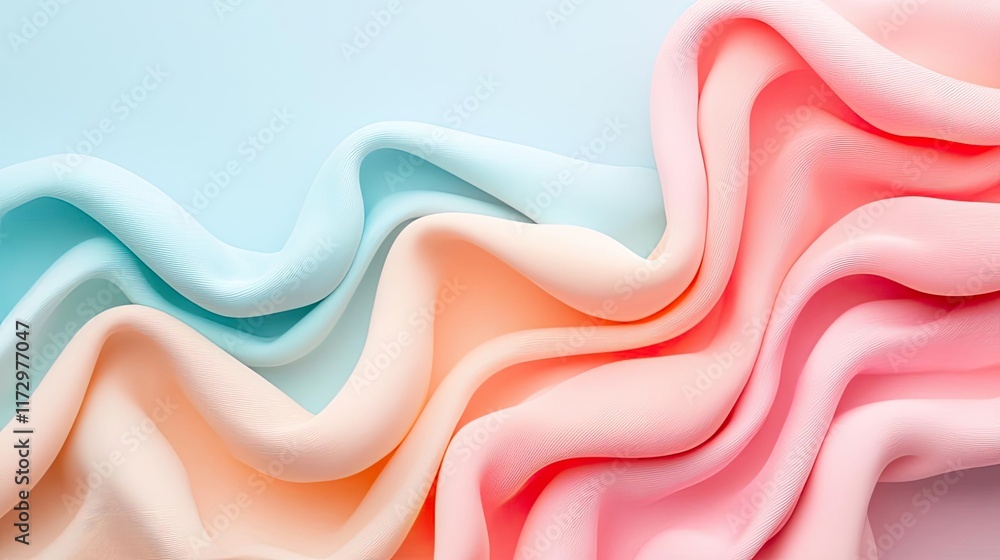 Poster pastel abstract background concept. soft pastel fabric folds in gentle waves, creating a serene and 