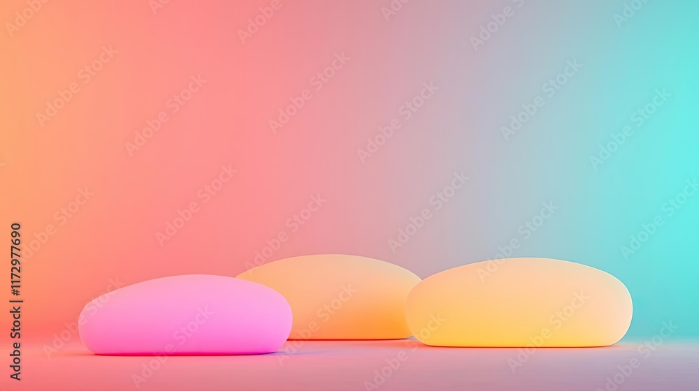 Poster pastel abstract background concept. abstract glowing shapes with vibrant colors on a soft gradient b