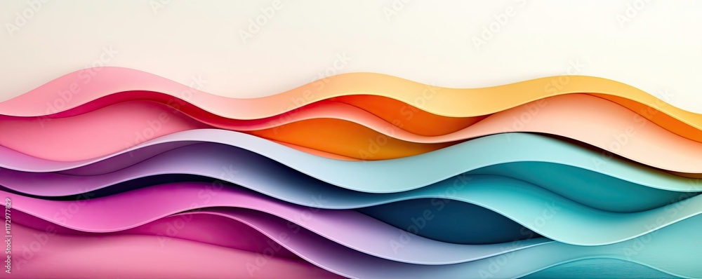 Poster pastel abstract background concept. colorful paper waves create a vibrant abstract background for cr
