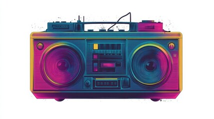 Vibrant Retro Boombox Graphic Design Illustration