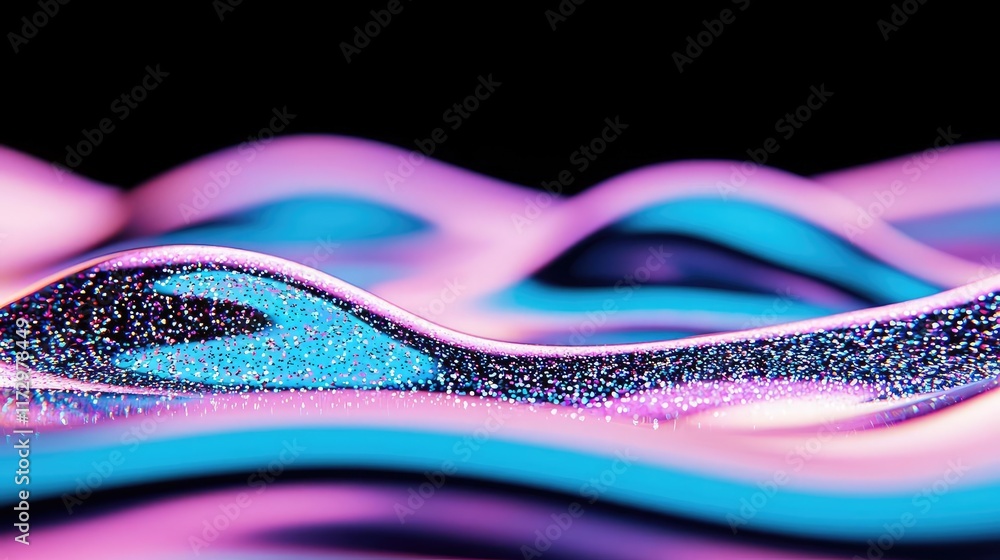 Poster glitter abstract background concept. abstract waves with vibrant colors and glitter, creating a mesm