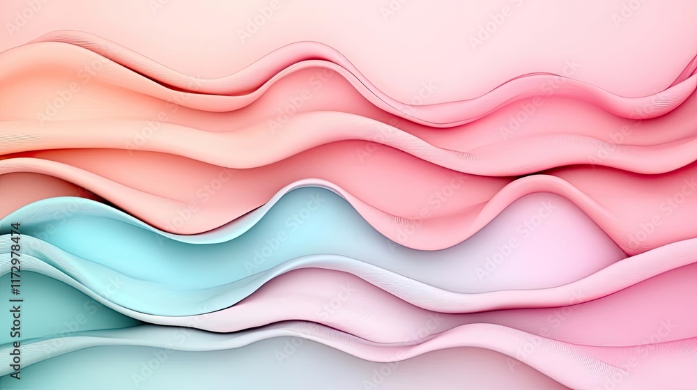 Poster pastel abstract background concept. soft, flowing waves in pastel colors creating a calming and sere