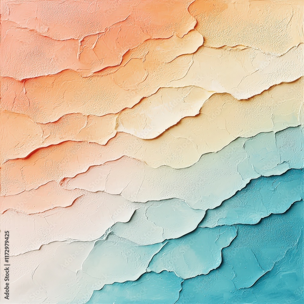 Poster abstract textured background with warm and cool tones in soft gradients and waves