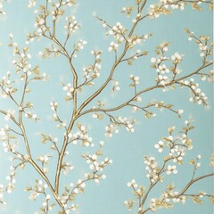 Elegant Pastel Blue Background with Delicate Gold Accents Design