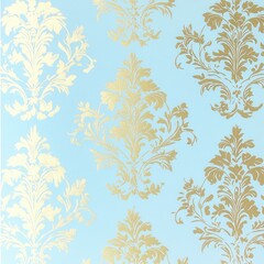 Elegant Pastel Blue Background with Gold Floral Accents Design