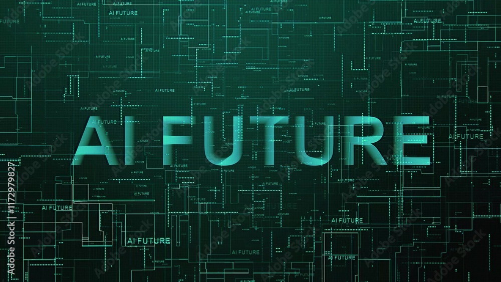 Poster ai future text technology data line cyan