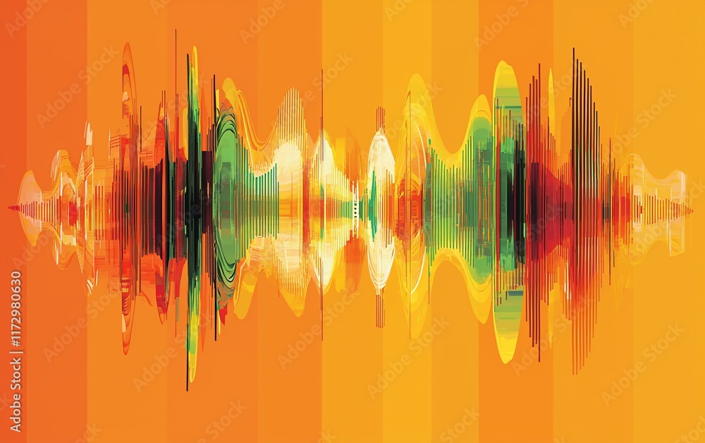 Poster abstract colorful sound wave visualization.