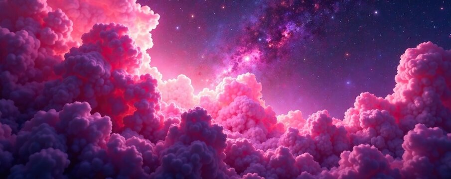 Abstract swirling clouds of pink gas in the vast universe, starry, universe, gas