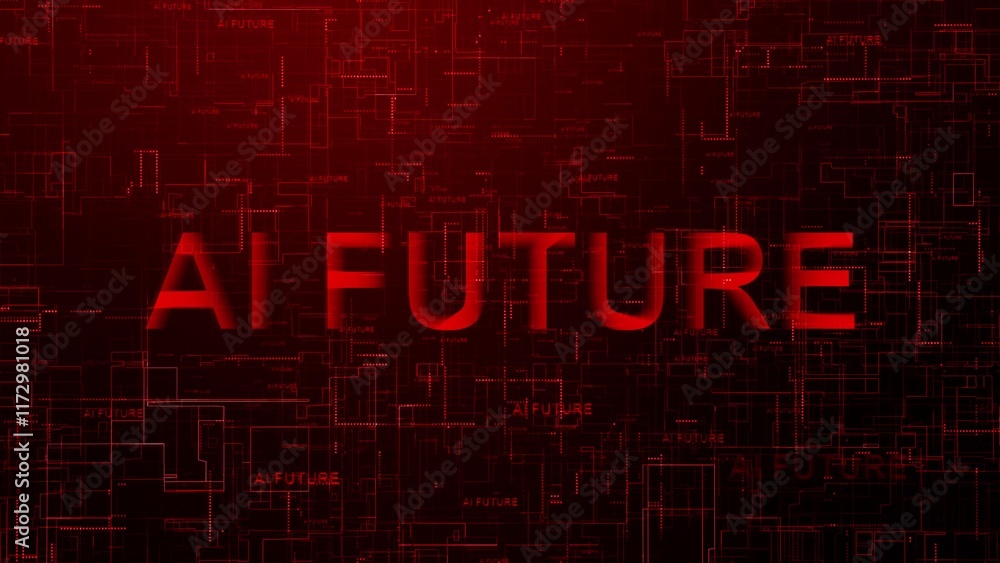 Aufkleber ai future text technology data line red