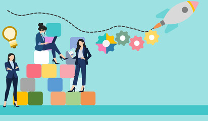 経営戦略を考えるビジネスウーマンのイラスト