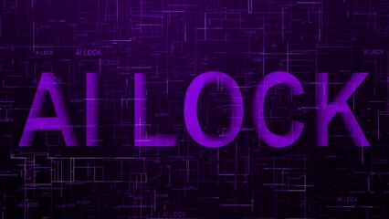 Fototapeta premium AI lock text technology data line purple color