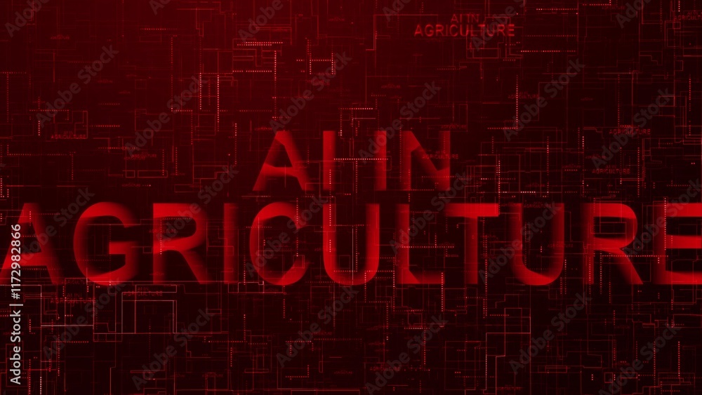 Poster ai in agriculture text technology data line red color