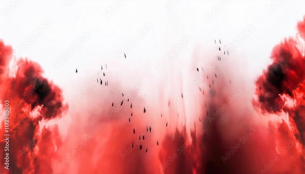Aufkleber dynamic red smoke explosion captured in abstract artistic style perfect for dramatic design backgrou