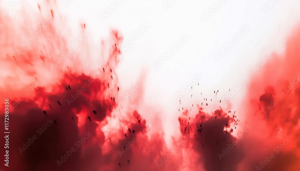 Poster Dynamic Red Smoke Explosion Captured in Abstract Artistic Style Perfect for Dramatic Design Backgrounds or High Impact Creative Projects