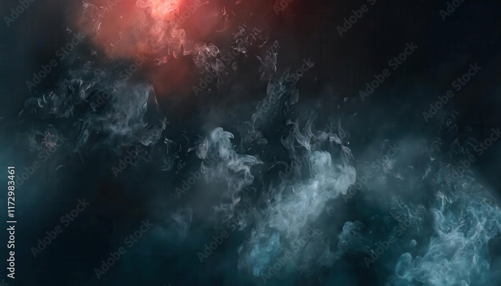 Poster abstract smoke in blue and fiery red tones creating a mystic, ethereal contrast of opposing elements