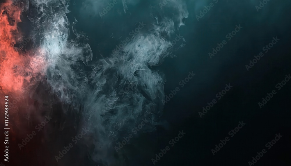 Aufkleber abstract smoke in blue and fiery red tones creating a mystic, ethereal contrast of opposing elements