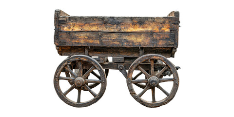 Obraz premium Rustic wooden wagon cart isolated on transparent background