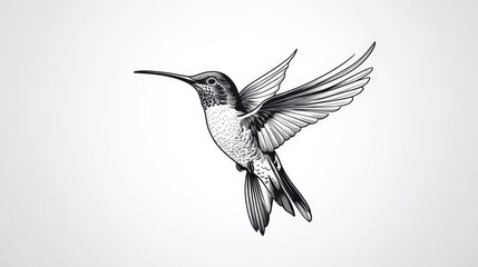 Obraz premium A Hummingbird in Flight Artistic Black and White Drawing