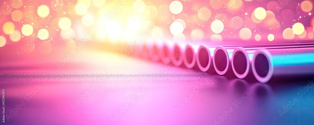 Poster neon abstract background idea. colorful straws arranged artistically with a dreamy background of sof