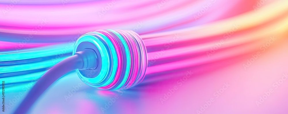 Aufkleber neon abstract background idea. close-up of colorful neon light cable creating a vibrant visual effec