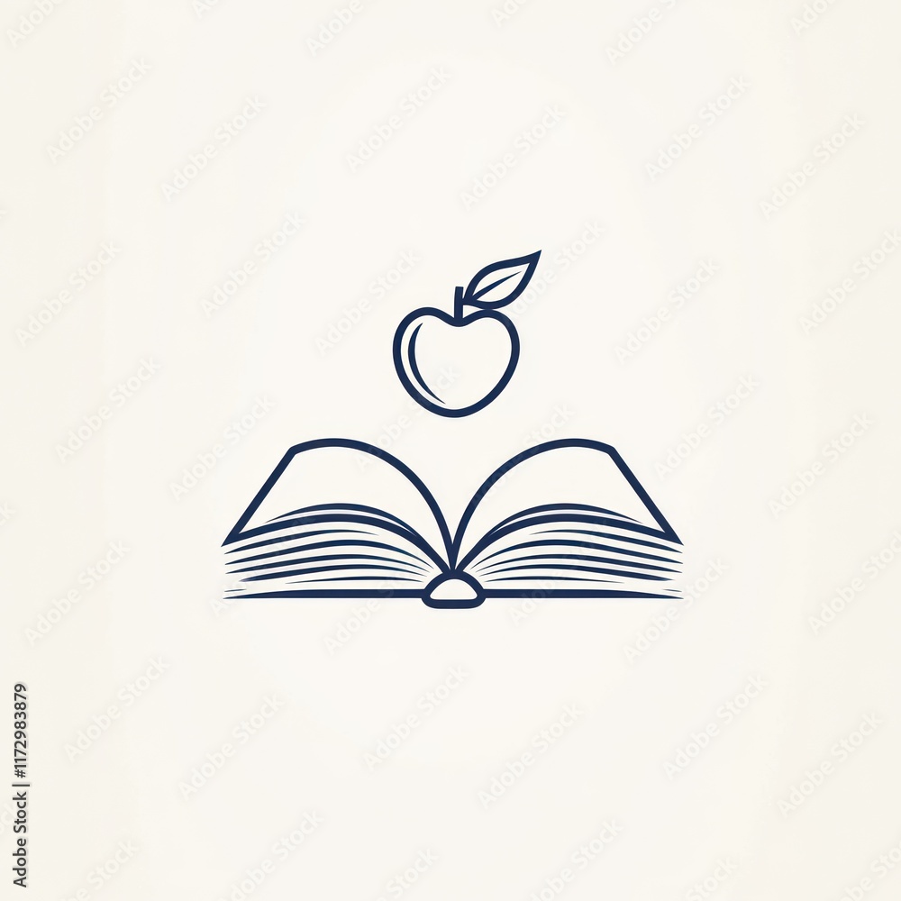 Poster an apple above an open book representing knowledge