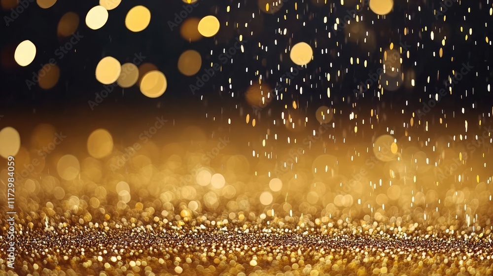 Poster glitter abstract background concept. sparkling golden droplets create an enchanting and festive atmo