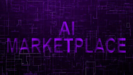 AI marketplace text technology data line purple color