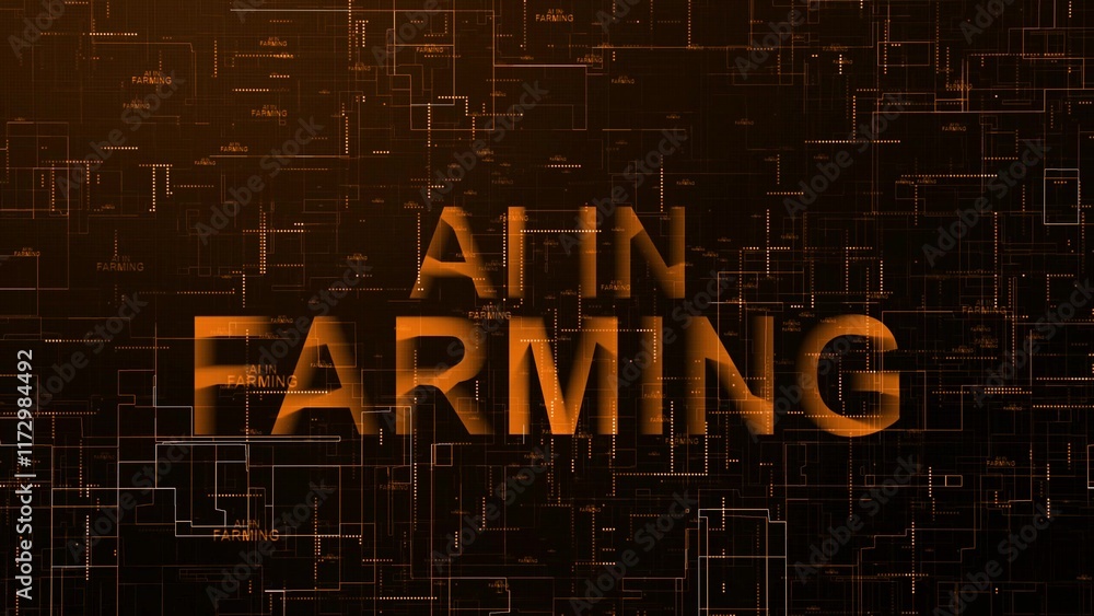 Aufkleber ai in farming text technology data line orange color