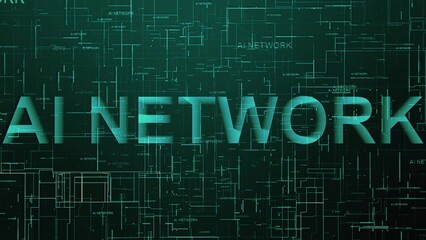 AI network text technology data line cyan color