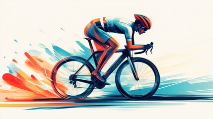 Fototapeta premium Cyclist in dynamic pose, road bike, speed, motion blur.