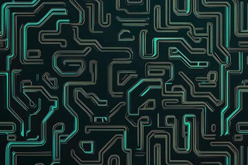 Abstract close-up of a glowing blue digital circuit board, showcasing intricate connections and technological design on a black background.
