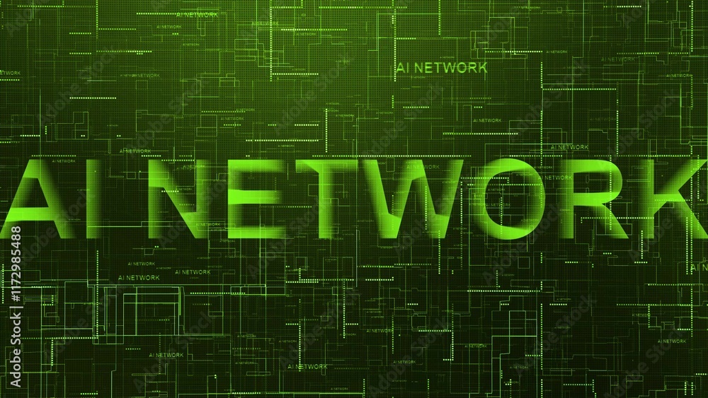 Poster ai network text technology data line green color